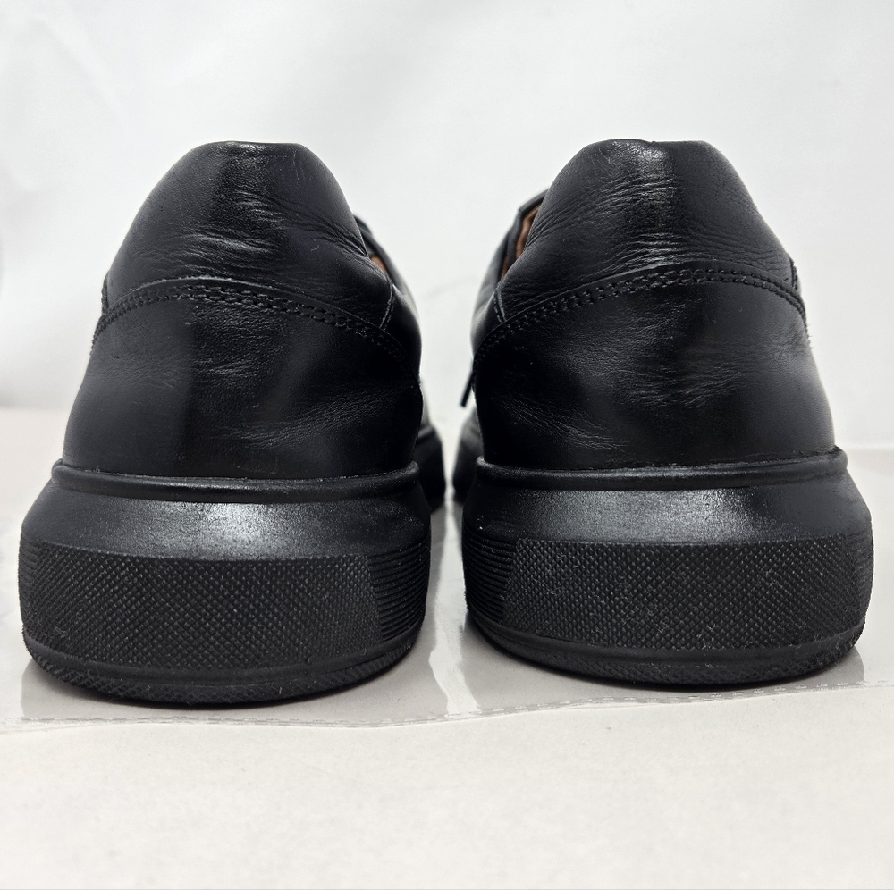 CNS Mens Sz 9.5 Black Leather Casual Comfort Sneakers Tall Wide Comfort Heel - Picture 4 of 11